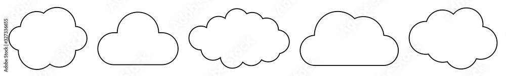 Wall mural cloud icon black line | clouds illustration | weather climate symbol | computing storage logo | cart