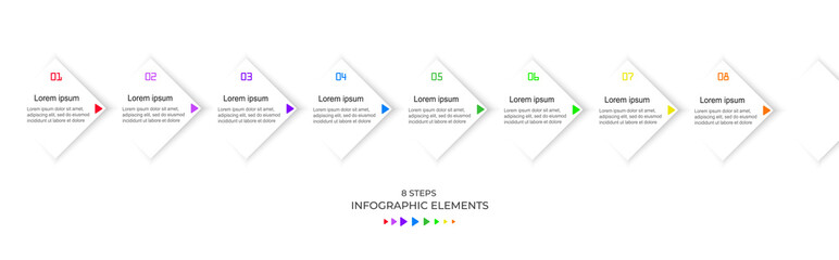 Infographic template with 8 steps, workflow, process chart. Modern business vertical timeline process chart infographics template.