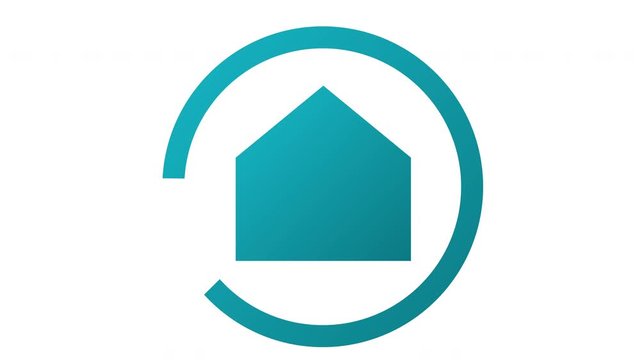 blue house animation- construction, insurance, property concept logotype