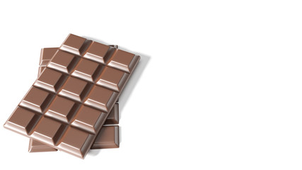 Chocolate Bar Stack on White Background 3D Render Illustration