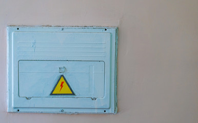 Shield panel with a caution sign. Danger.