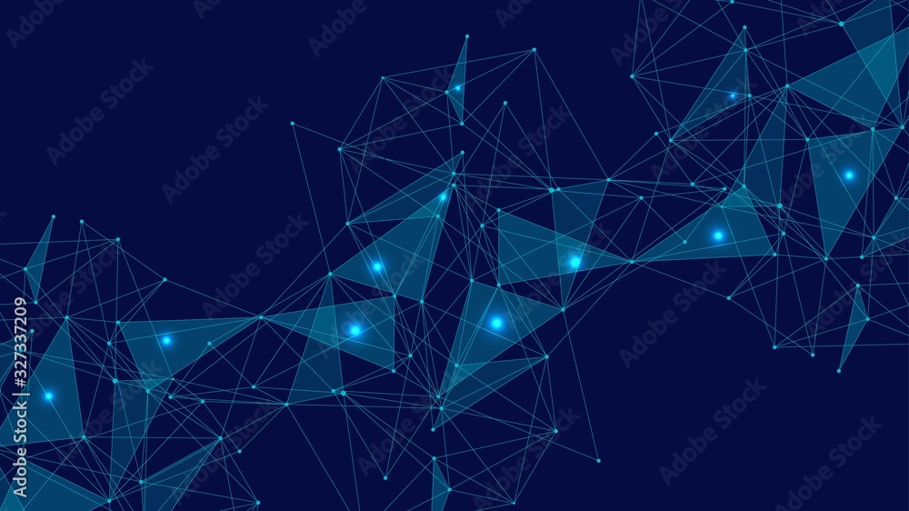 Aufkleber geometric abstract background with connected line and dots. structure molecule and communication. bi