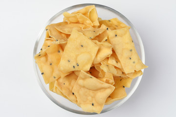 Keropok Tauhu tofu flower sugar chips with blackseed