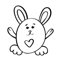 Rabbit or Bunny or Hare, Children's illustration, cartoon vector style. Coloring page, Coloring book. Contour.