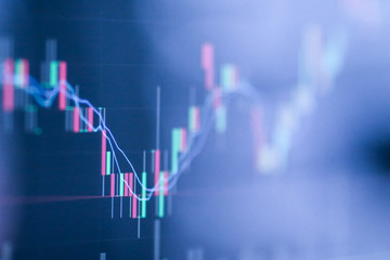 Stock exchange market chart, Stock market data on LED display. Business analysis concept.