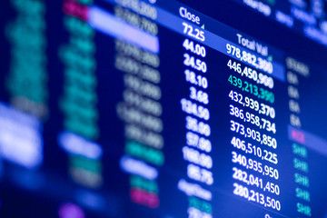 Stock exchange market chart, Stock market data on LED display. Business analysis concept.