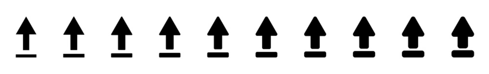 Fototapeta premium Upload Arrow Icon Black | Arrows Up Illustration | File Data Transfer Symbol | Web Export Logo | Computer Browser Sign | Isolated | Variations