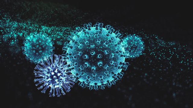 Warped celled virus structure in neon light