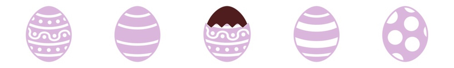 Easter Egg Chocolate Icon Purple Pastel | Painted Eggs Illustration | Happy Easter Hunt Symbol | Holiday Logo | April Spring Sign | Isolated | Variations