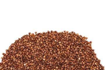 raw buckwheat groats on a white background