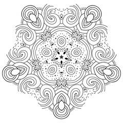 A traditional Indian symbol. Arabesque Vector Coloring page, Coloring book. Contour.