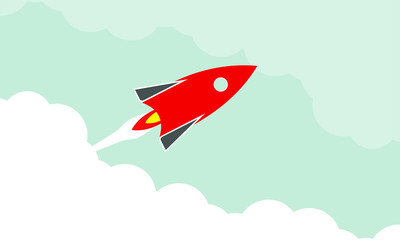 Space Rocket Vector drawing with copy space