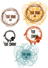 A set of elements for creating a corporate identity for a craft company or for individual use. Fun painted sheep, thread, wool