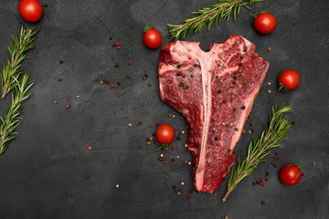 T-bone or Porterhouse on a black background. 