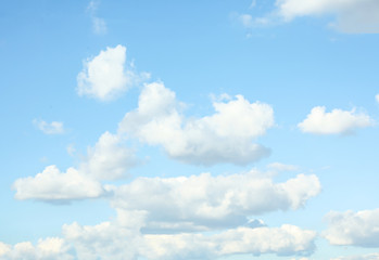 Picturesque view of blue sky with white clouds on sunny day