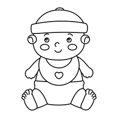 cute little baby boy with bib isolated icon vector illustration design