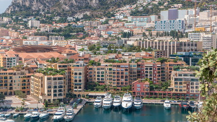 Panoramic view of Fontvieille timelapse - new district of Monaco.