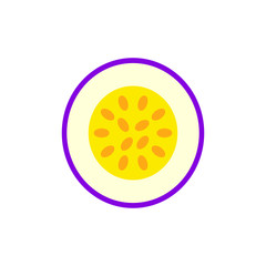 passion fruit white background, vector icon