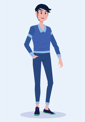 Fashionable man. Cartoon male characters in stylish clothing various fashion. Vector illustration.