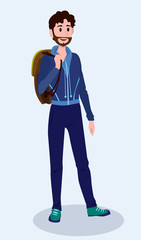 Fashionable man. Cartoon male characters in stylish clothing various fashion. Vector illustration.