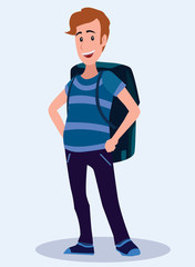 Fashionable man. Cartoon male characters in stylish clothing various fashion. Vector illustration.