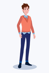 Fashionable man. Cartoon male characters in stylish clothing various fashion. Vector illustration.