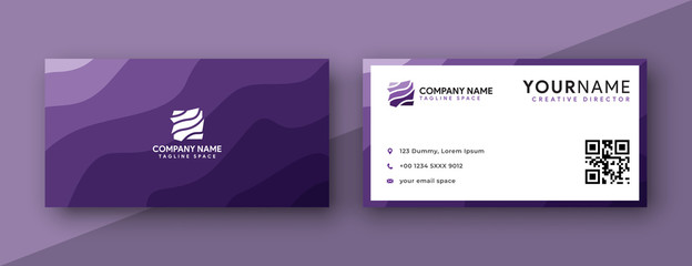 purple business card design. modern wavy theme, double sided business card design