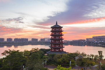 Aerial photo of Huayang Lake Wetland Park, Guangzhou, China