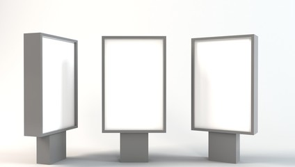 Set of three lighbox. 3d illustration isolated on white background