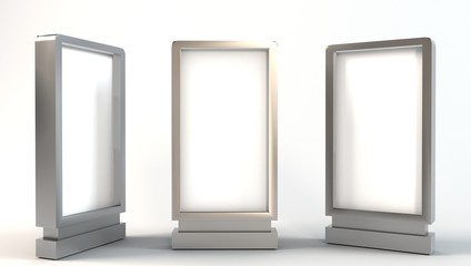 Set of three lighbox. 3d illustration isolated on white background
