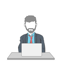 businessman is sitting at the computer. vector illustration.