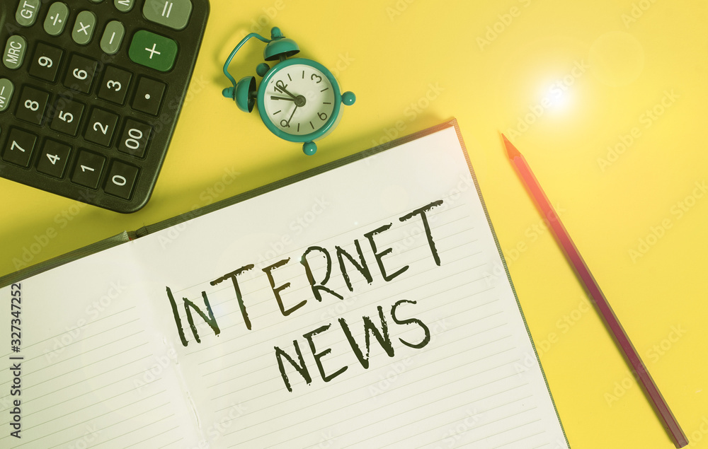 Poster writing note showing internet news. business concept for the information about current events publis