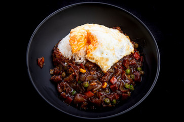 Black bean sauce with rice which is called Jjajangbap in Korea