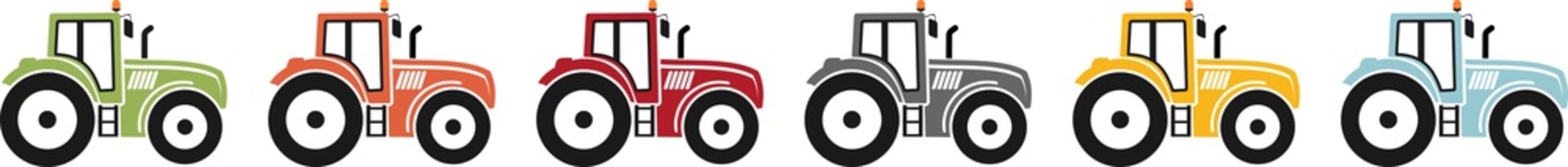 Coloured icon of a tractor for agriculture