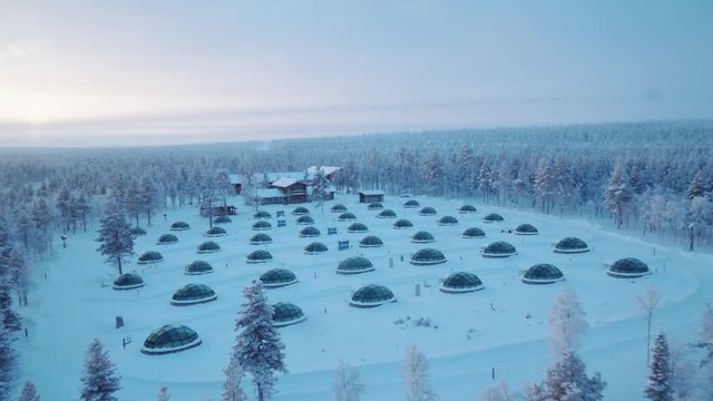 Glass Igoo | Aerial | Winter3 | Kakslauttanen | Saariselkä | Sodankylä | Ivalo | Lapland | Finland