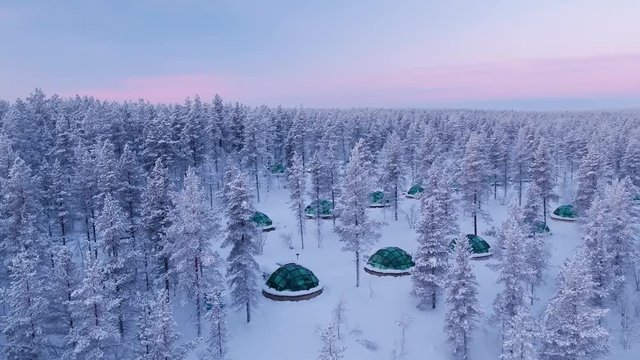 Glass Igoo | Aerial | Forest | Kakslauttanen | Saariselkä | Sodankylä | Ivalo | Lapland | Finland