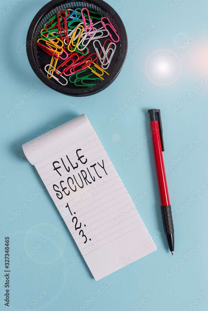 Poster conceptual hand writing showing file security. concept meaning protecting digital data such as those