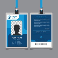 Abstract Simple Blue Id Card Design, Professional Identity Card Template Vector for Employee and Others