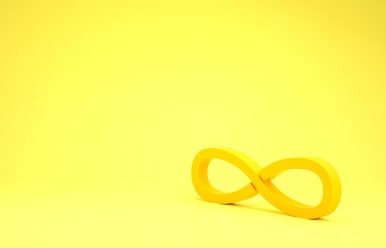 Yellow Infinity Icon Isolated On Yellow Background. Minimalism Concept. 3d Illustration 3D Render