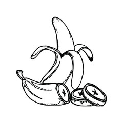 Banana hand drawn doodle style icon vector illustration