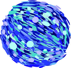 abstract colorful blue ball made of vector strokes and circles