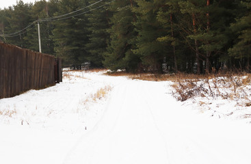 Fototapeta premium winter country road in the village
