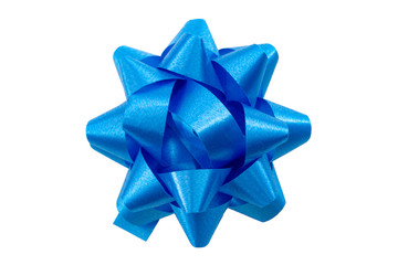 Shining anniversary gift and present decorating silky ornament concept with light blue sleek...
