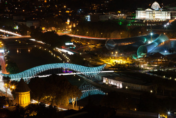 Obraz premium Night city Tbilisi in Georgia