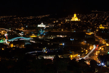 Fototapeta na wymiar Night city Tbilisi in Georgia