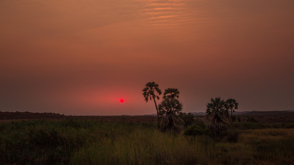Sunset in Palwag lodge in Damaraland, Namibia