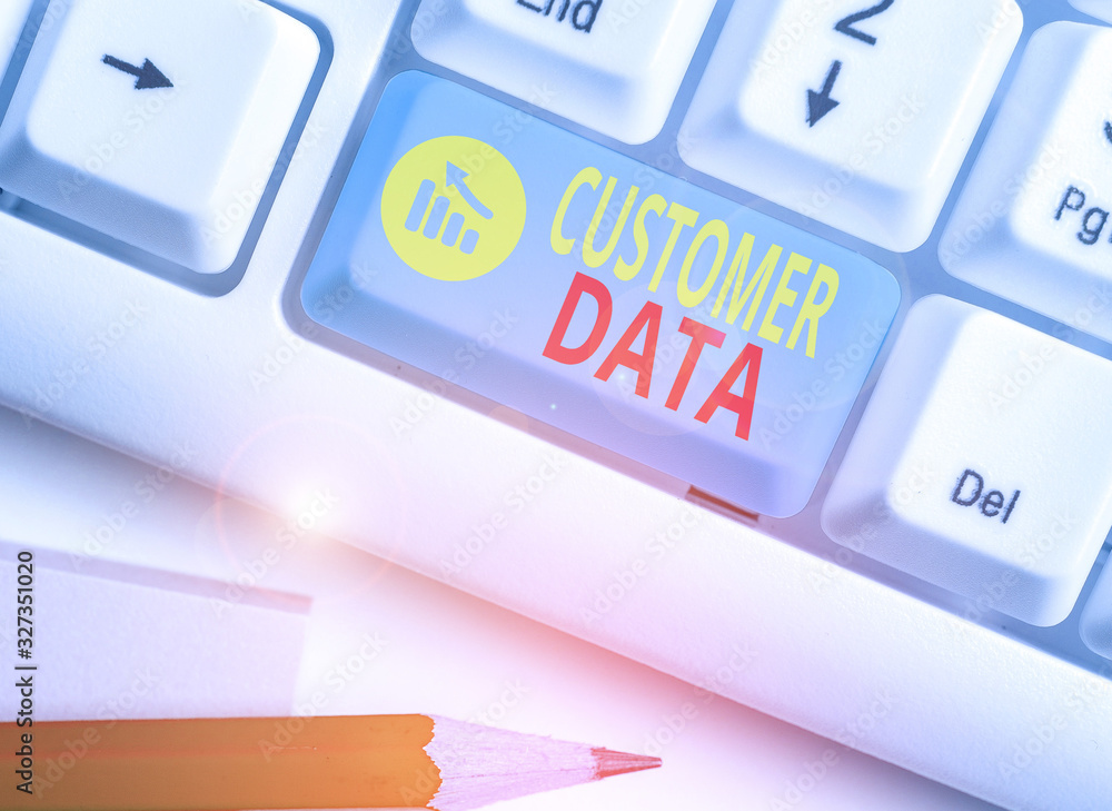Poster text sign showing customer data. business photo text all records and information pertaining to any c