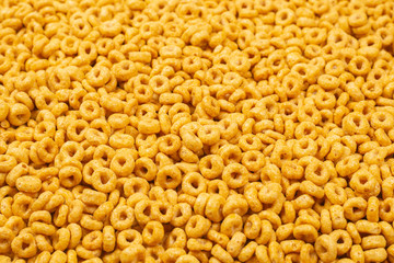 Corn-flakes background and texture. Top view.