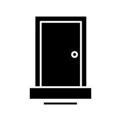 Home door black icon, concept illustration, vector flat symbol, glyph sign.