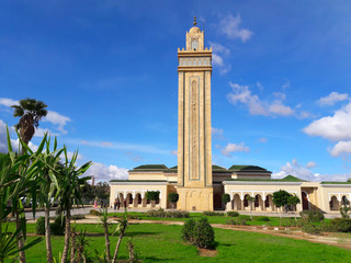 Mohammed Six mosque and its minaret in the city of Oujda in Morocco 